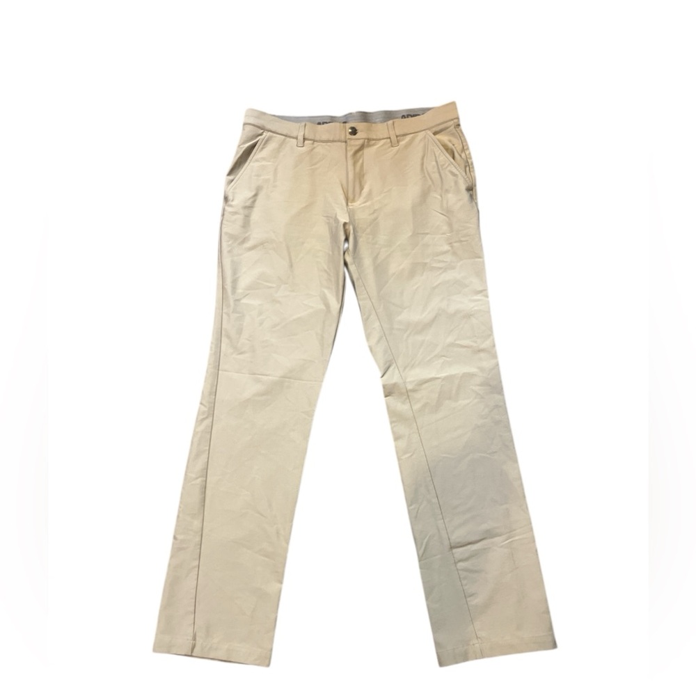 Adidas Pants‎ Men 34x34 Beige Khaki Straight Golf Flat Front Outdoor Climalite - Picture 2 of 6